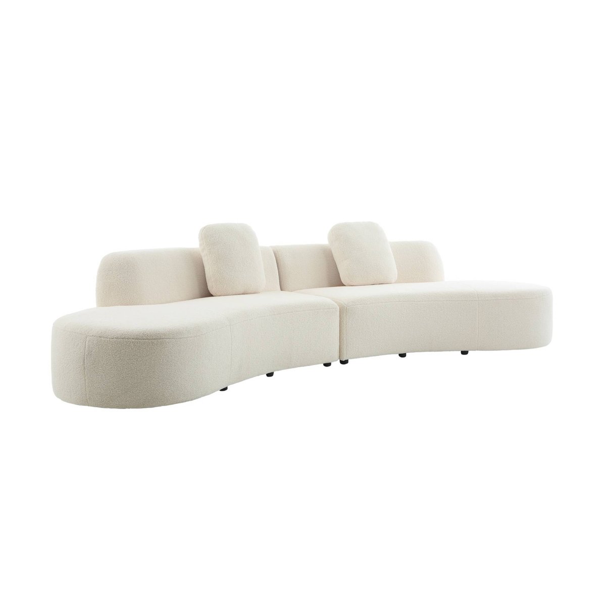 Canapé virgule organique 5 places bouclette  WAVE crème, SWEEEK