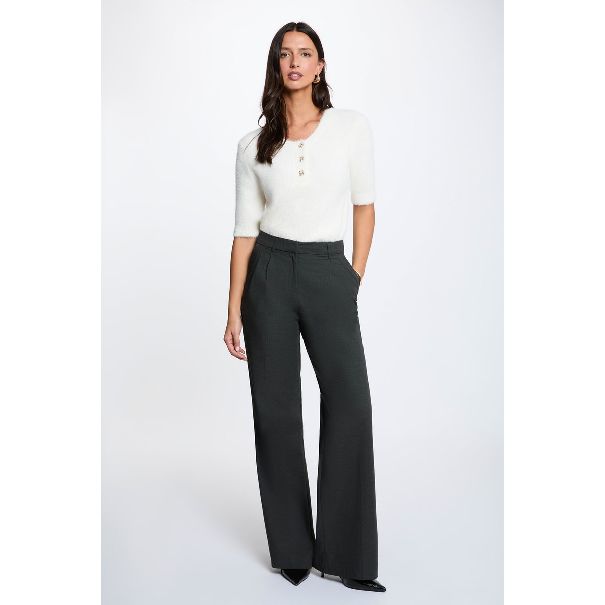 Pull manches courtes ivoire, MORGAN