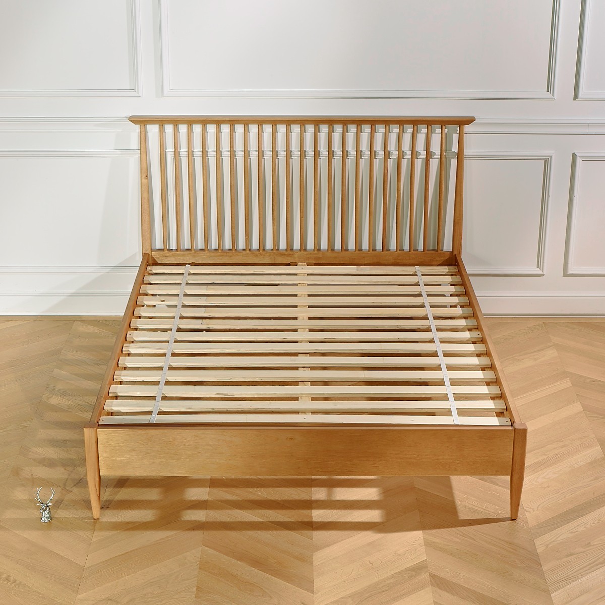 Lit 160x200 style vintage en hévéa EDWARD beige, ROBIN DES BOIS