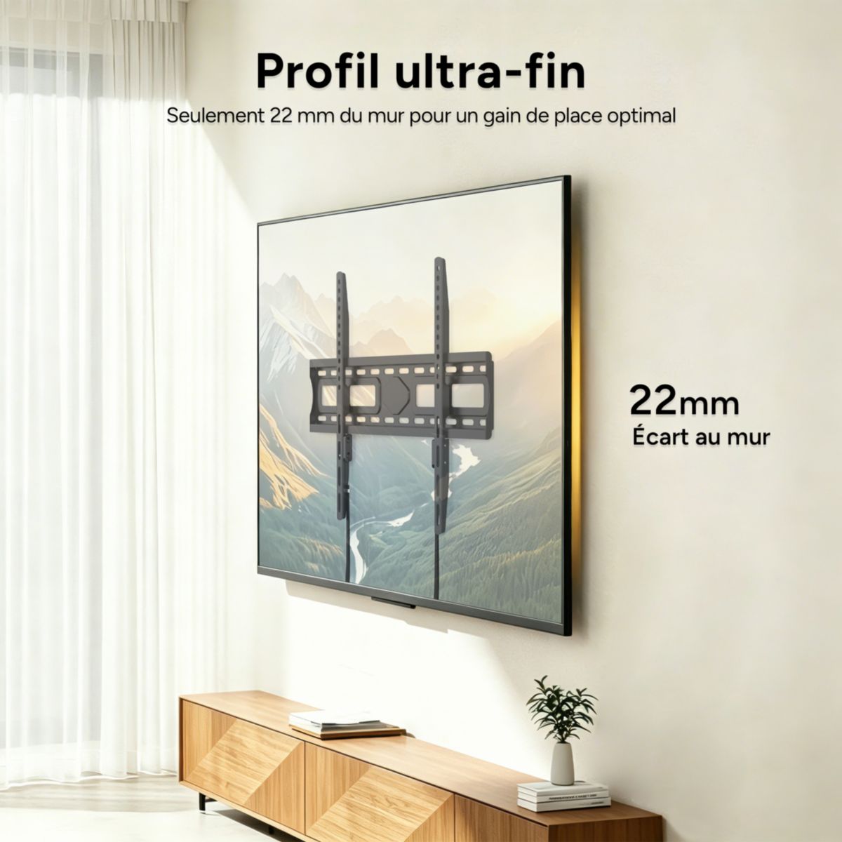 Support mural TV télé fixe 40''-75'' couleur unique, LISTO