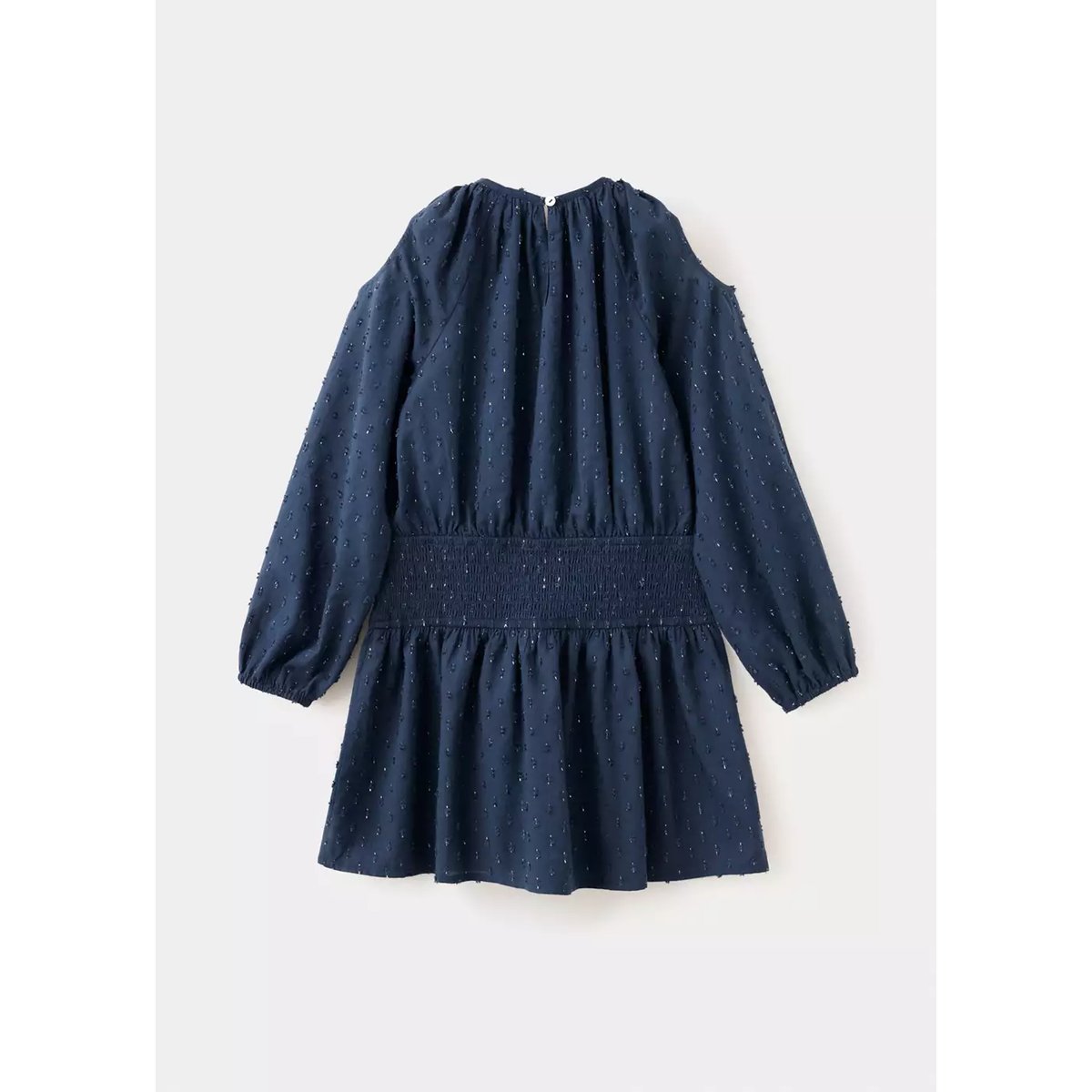 Robe froncée à détails métallisés bleu marine, MANGO KIDS