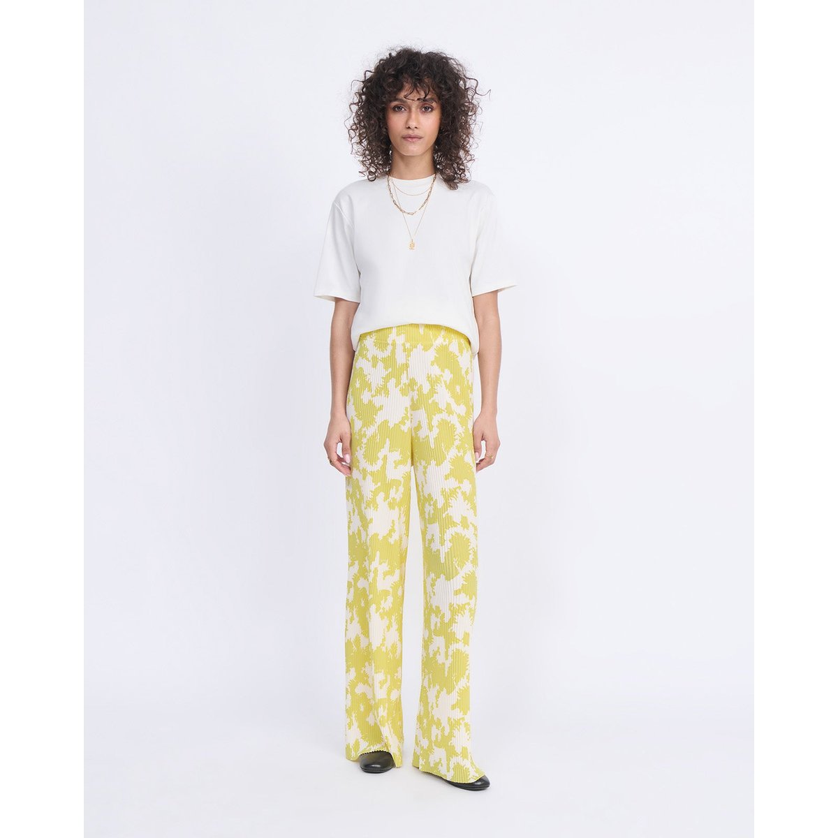 Pantalon imprimé fleuri vert lemongrass, EMOI EMOI