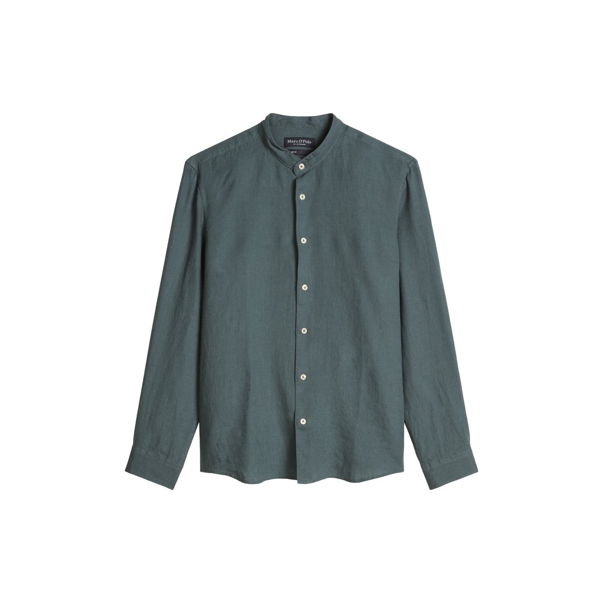 Chemise à col droit regular en pur lin anthracite, MARC O'POLO