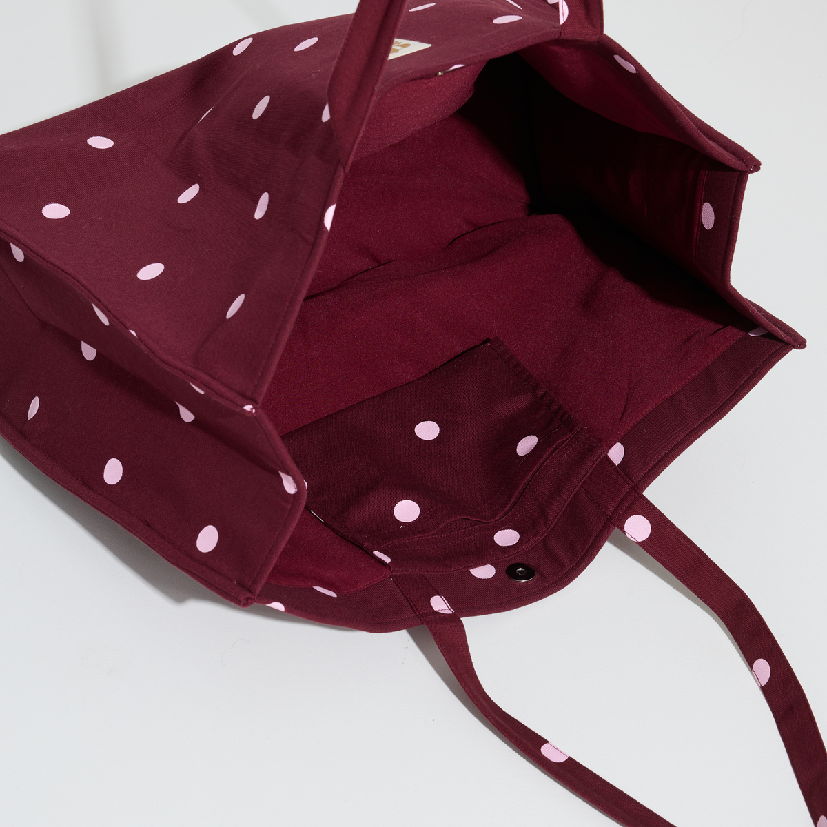 Sac cabas totebag zippé à pois orange bordeaux, GRAIN DE MALICE