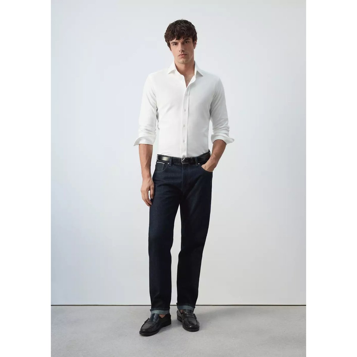 Chemise 100 % coton slim-fit blanc, MANGO MAN