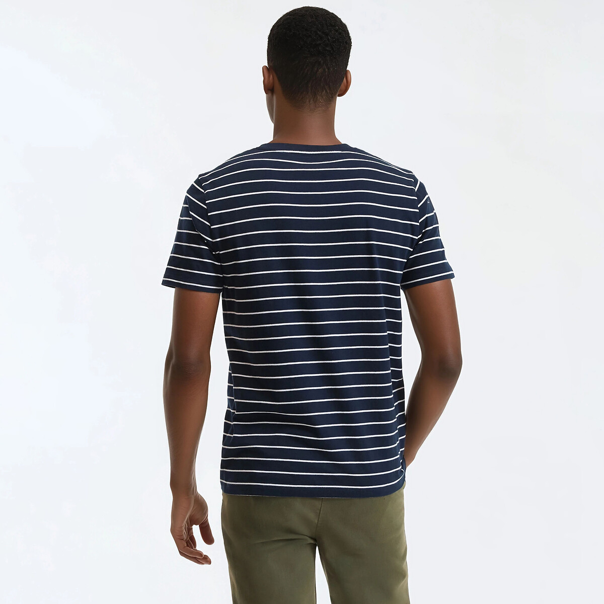 T-shirt col rond manches courtes rayé bleu marine rayé blanc, LA REDOUTE COLLECTIONS