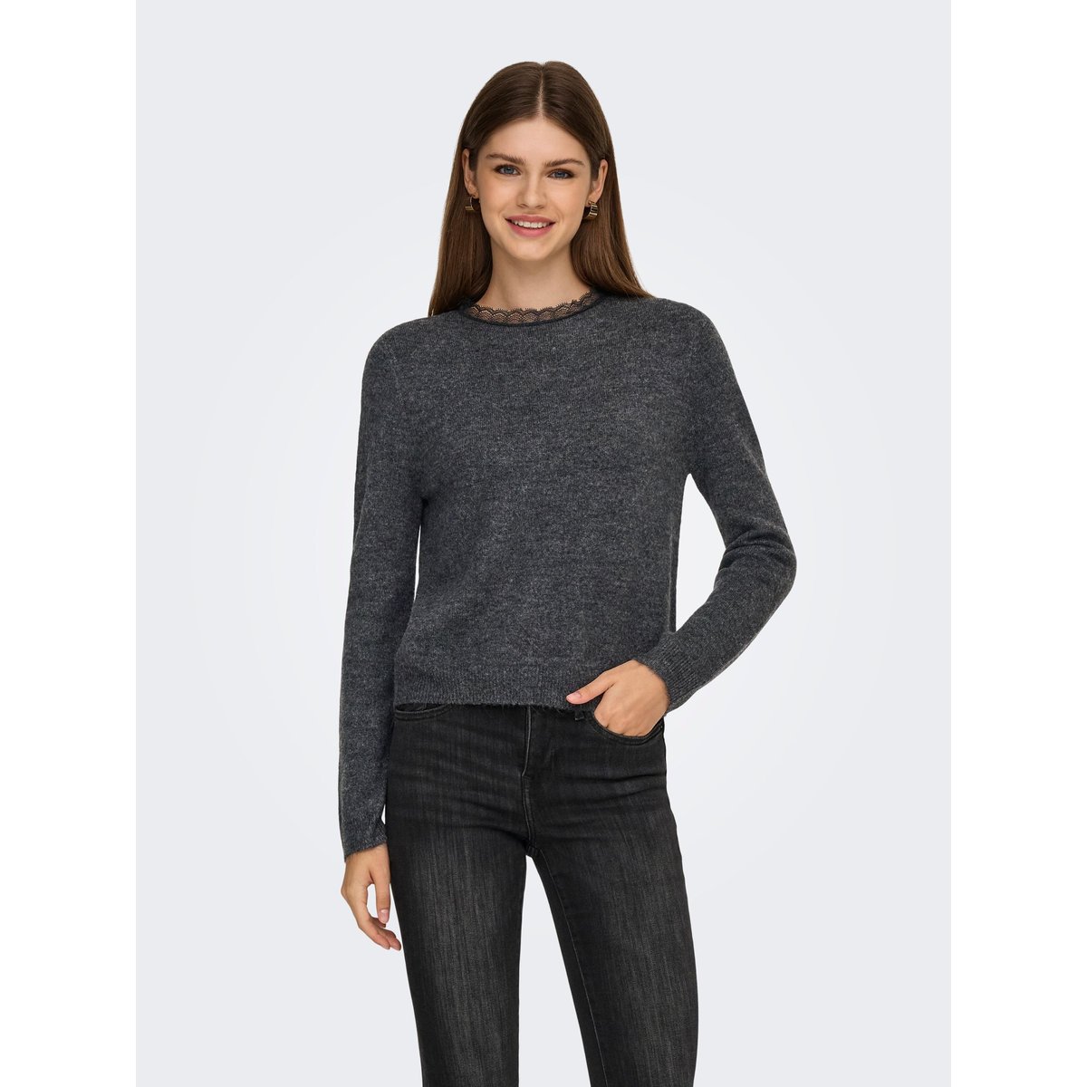 Pull En Maille dark grey melange, ONLY