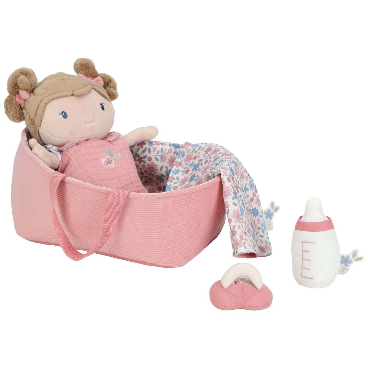 Set couffin et poupon rose, bleu, blanc, LITTLE DUTCH