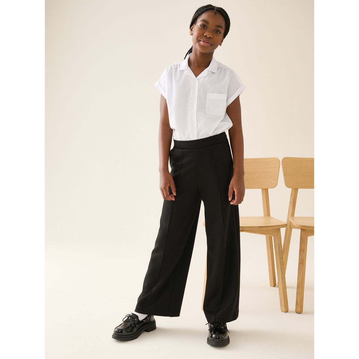 Pantalon d’école large en néoprène stretch noir, NEXT