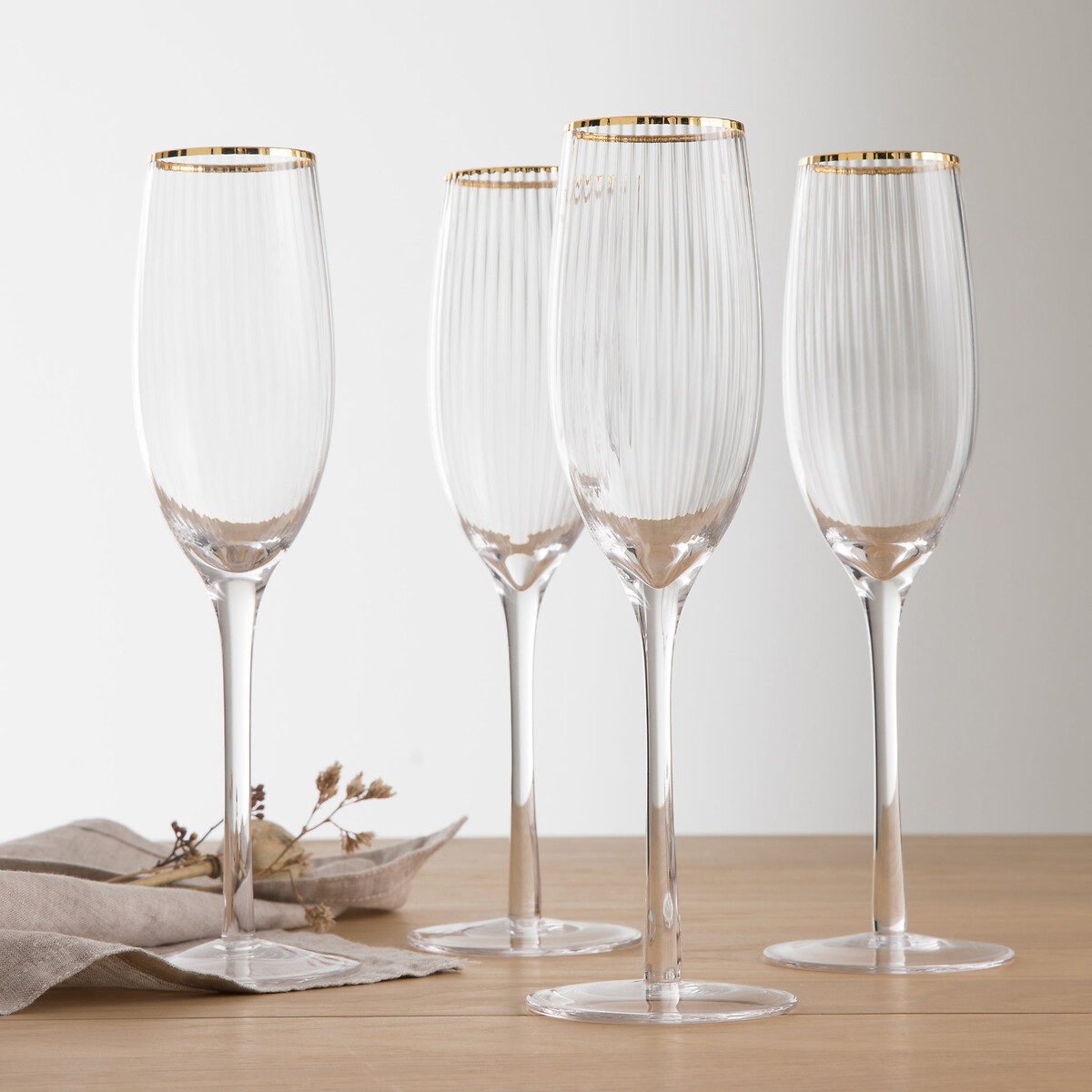 Lot 4 coupes à champagne, Lurik transparent, LA REDOUTE INTERIEURS