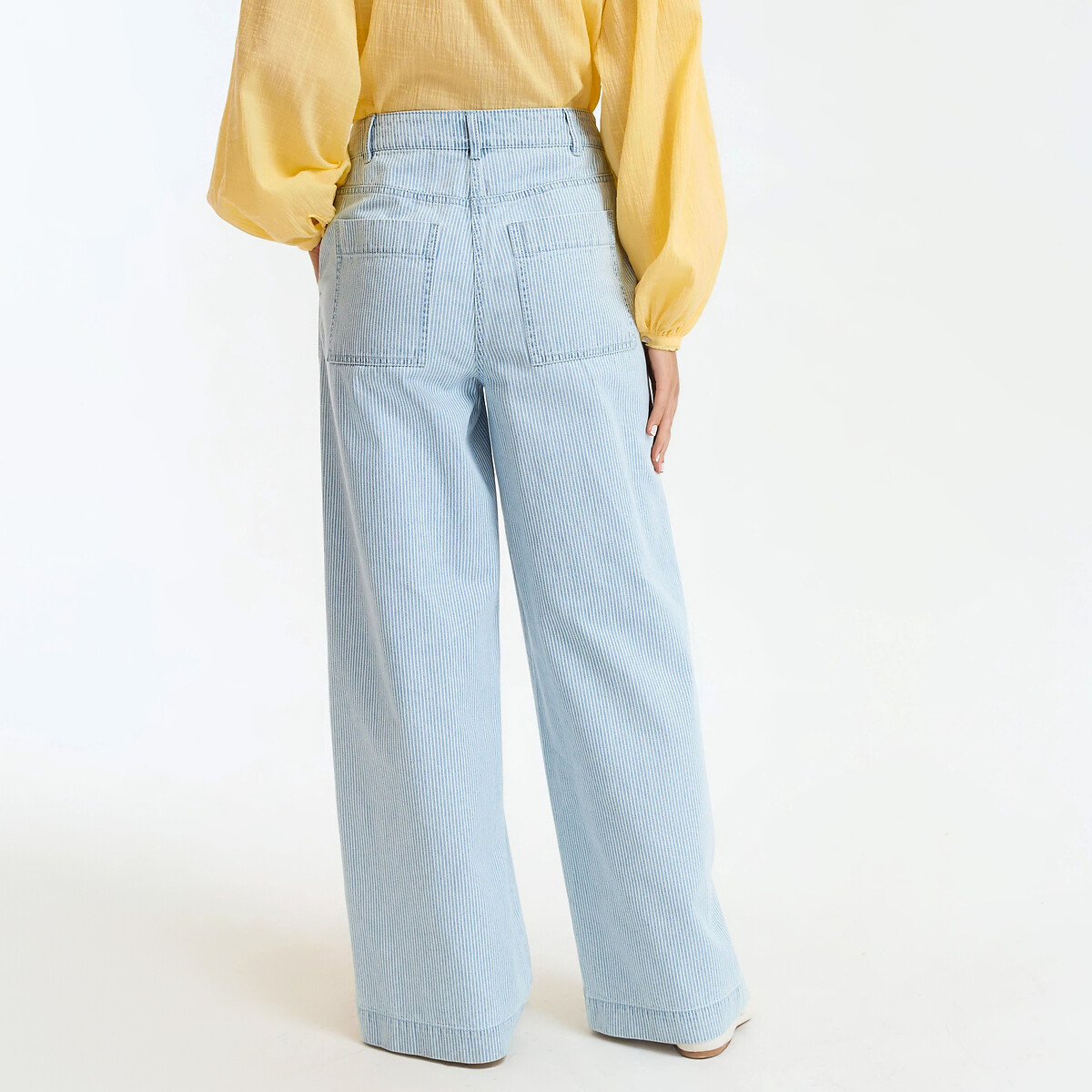Broek met wijde pijpen in timmermansstijl en strepen gestreept blauw/wit , LA REDOUTE COLLECTIONS