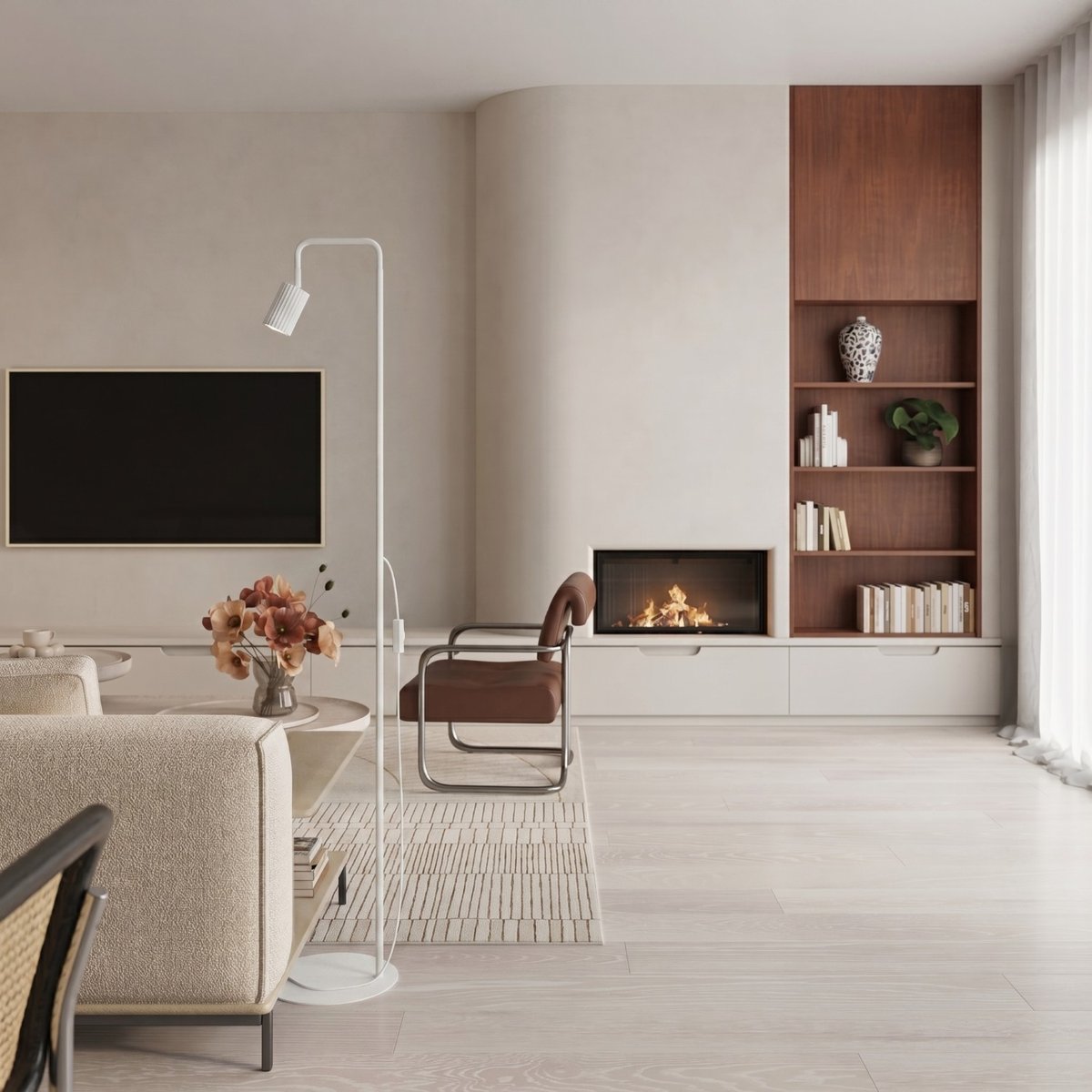 Lampadaire Aluminium Blanc GU10 1 KARBON blanc, EDEN