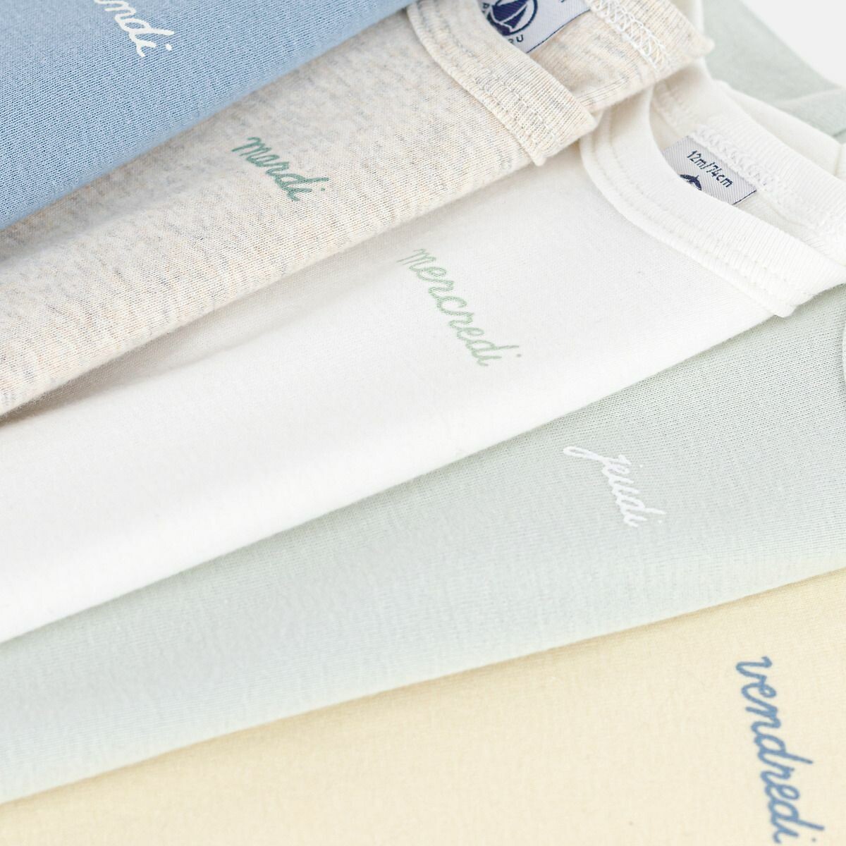Lot de 5 bodies manches longues multicolore, PETIT BATEAU