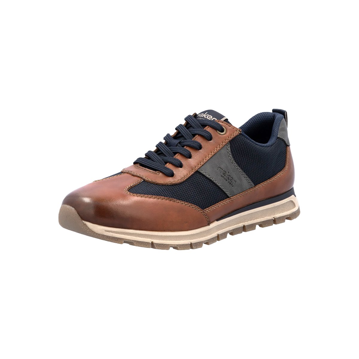 Sneakers en cuir cognac avec semelle à talon plat et zip latéral cognac, RIEKER