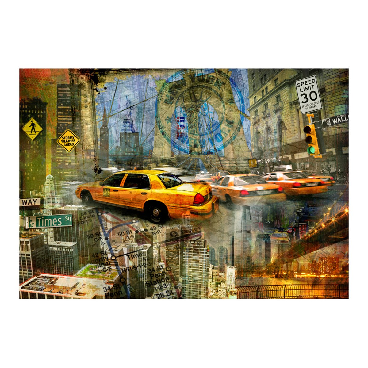 Papier peint intissé panoramique Street art Boundless New York multicouleur, EDEN