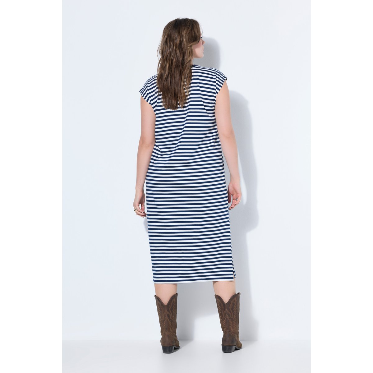 Robe en jersey, oversized, rayures, col rond bleu foncé, STUDIO UNTOLD
