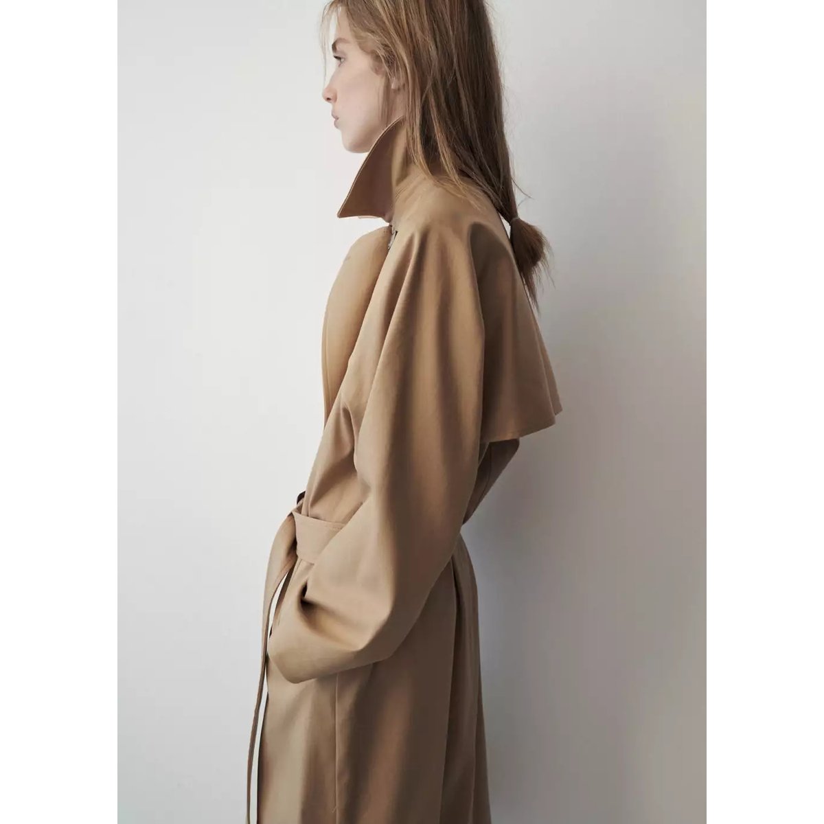 Trench coton ceinture beige, MANGO