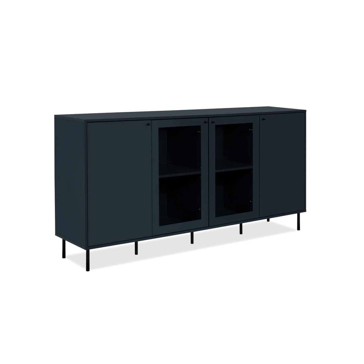 Buffet vitrine moderne bleu sombre 4 portes RAVEN bleu, PIER IMPORT