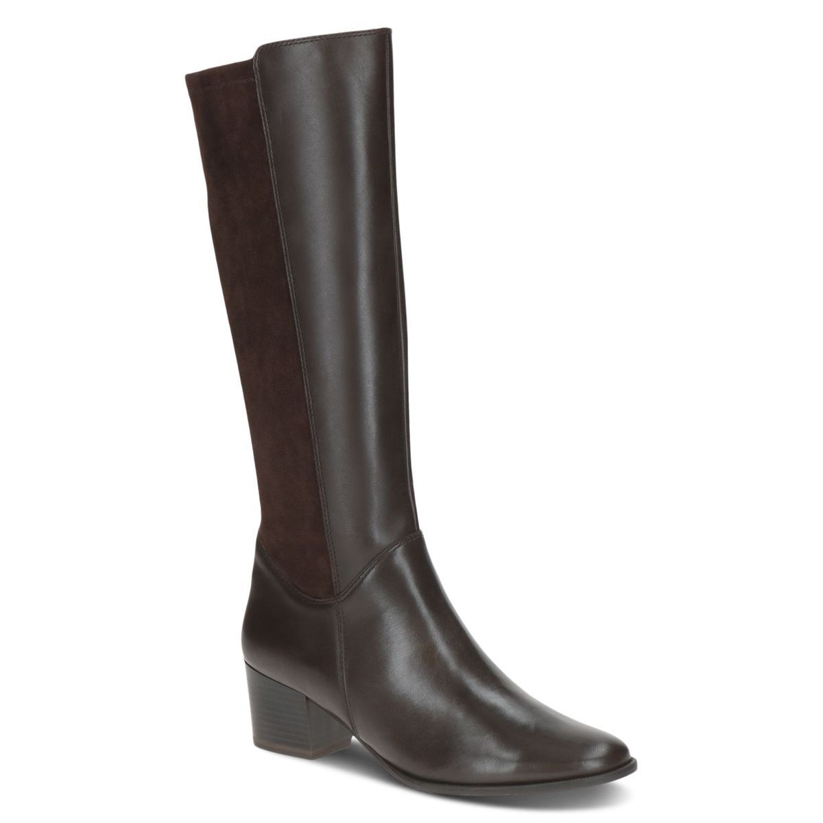 Bottes en cuir marron foncé combiné, CAPRICE