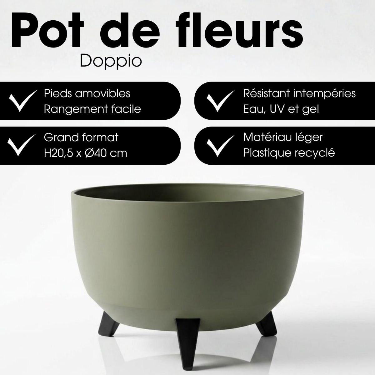 Bac à plantes DOPPIO vert clair, MICA DECORATIONS