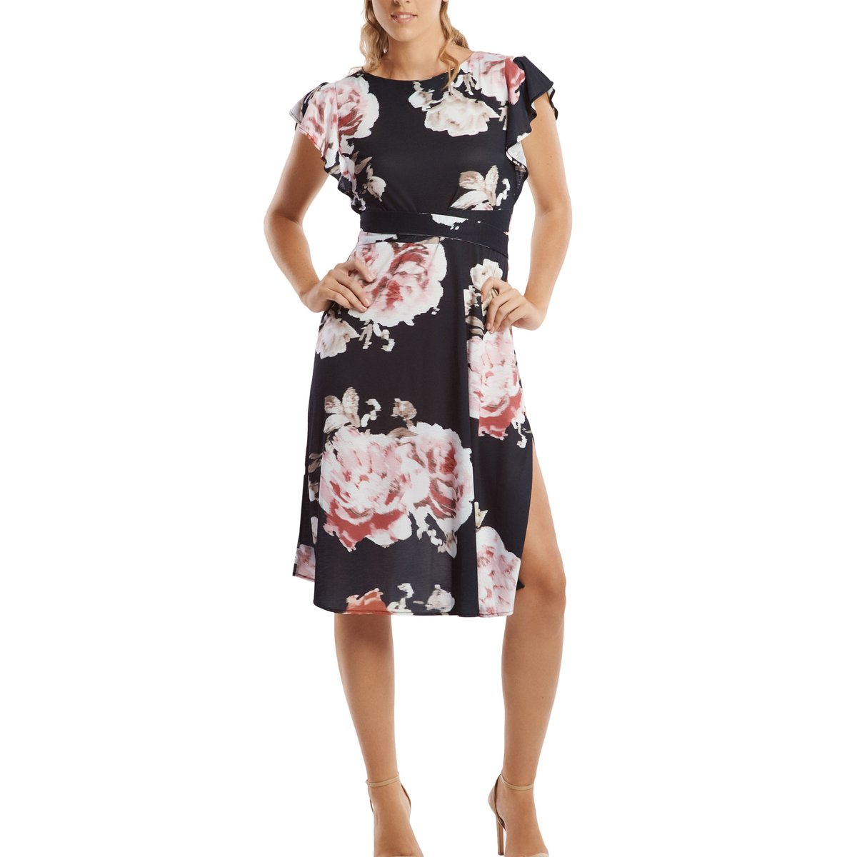 Robe estivale manches courtes Hawaii noir, LISCA