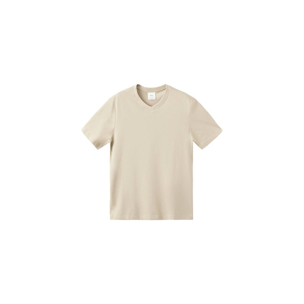 T-shirt 100 % coton col V slim-fit beige, MANGO MAN