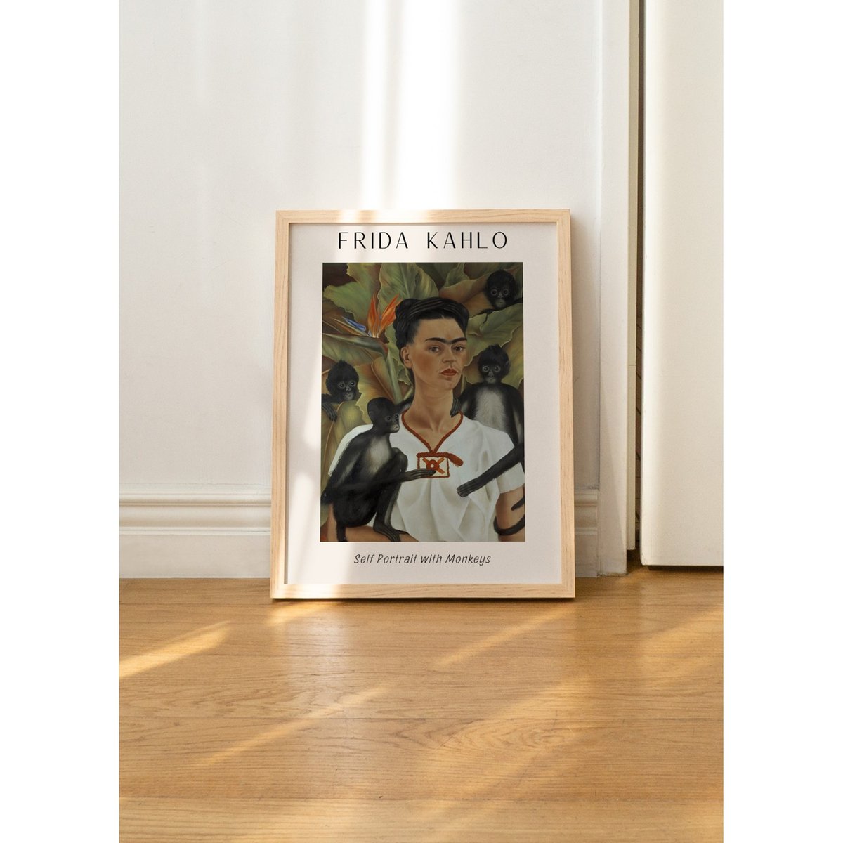 Affiche Frida Kahlo « Self Portrait with Monkeys » blanc, L'AFFICHERIE