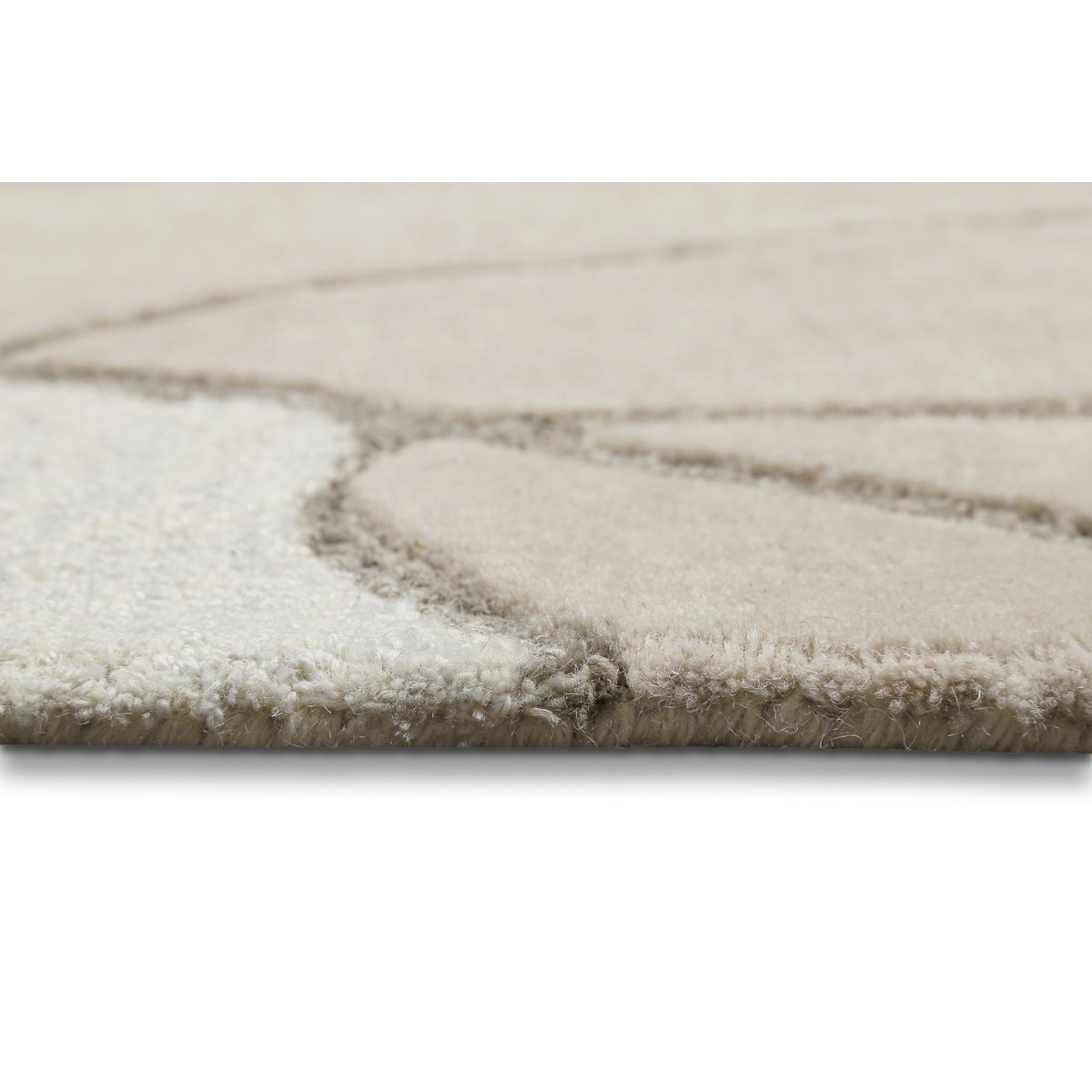 Tapis floral tufté main en laine , Tunia beige/crème chiné, WECON HOME
