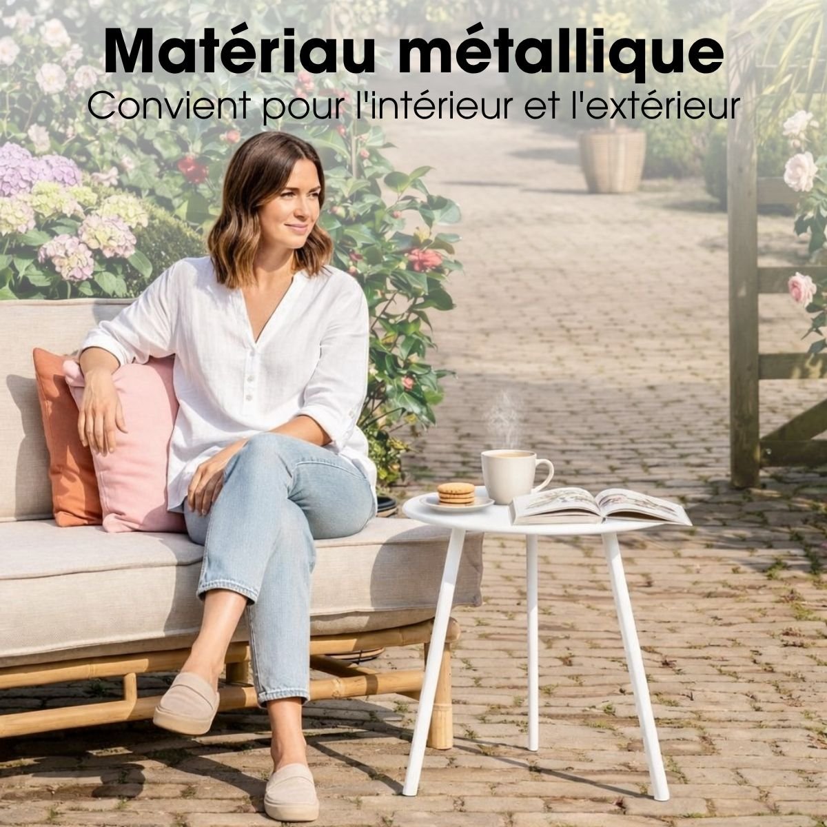 Table de jardin SEATLE blanc, MICA DECORATIONS