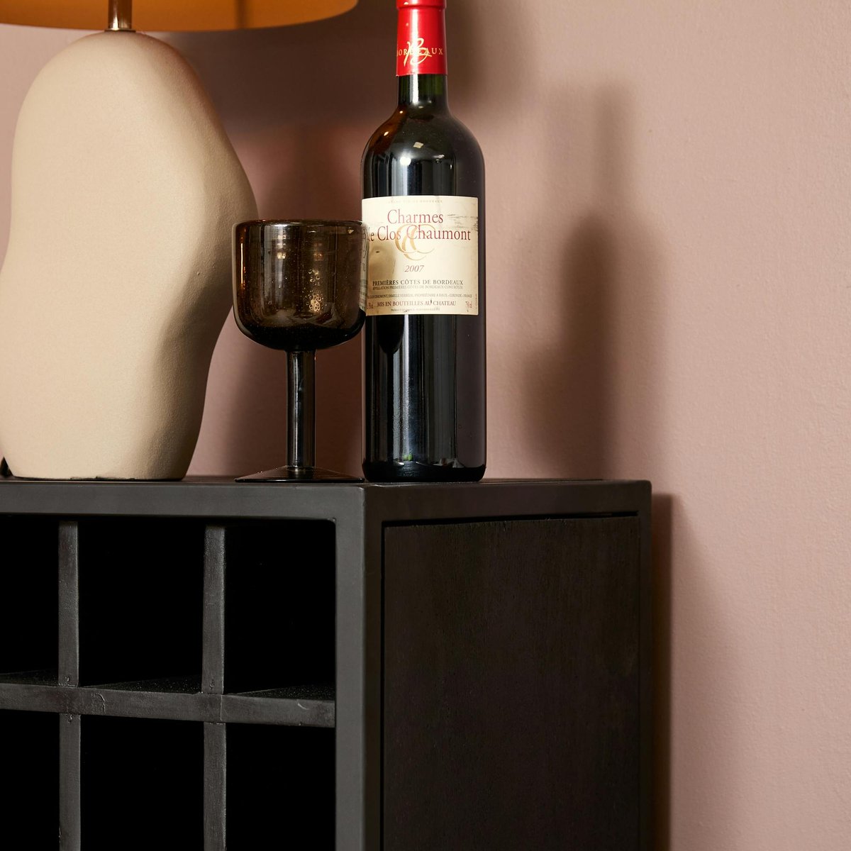 Minibar salon en bois noir pour 15 bouteilles ALVERA noir, PIER IMPORT