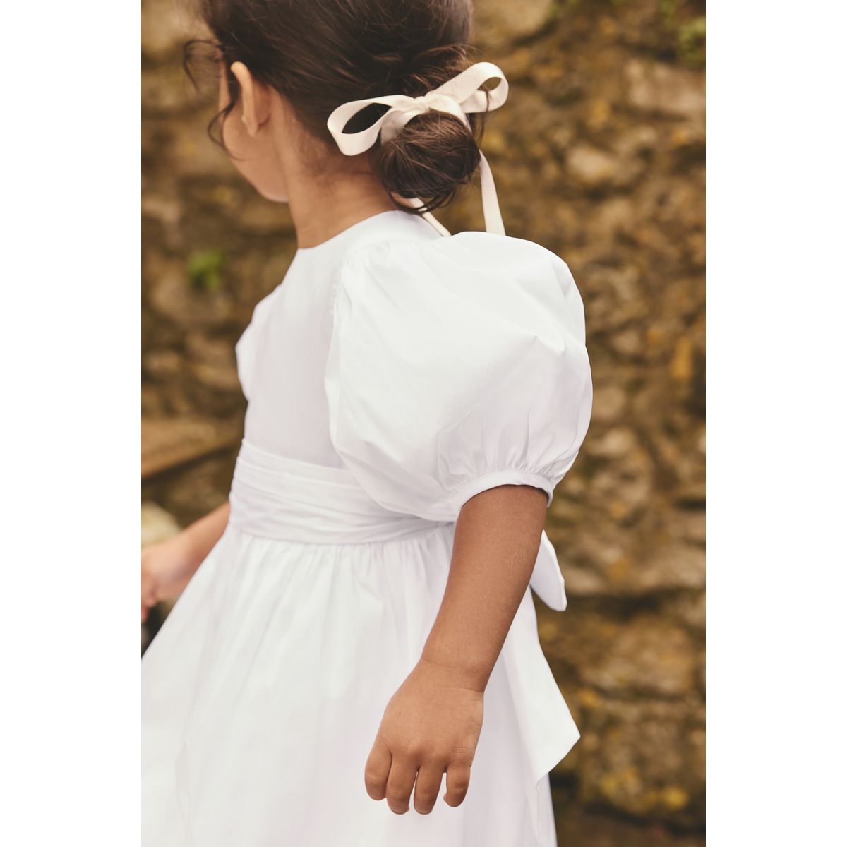 Robe à fleurs avec nœud en taffetas blanc, NEXT