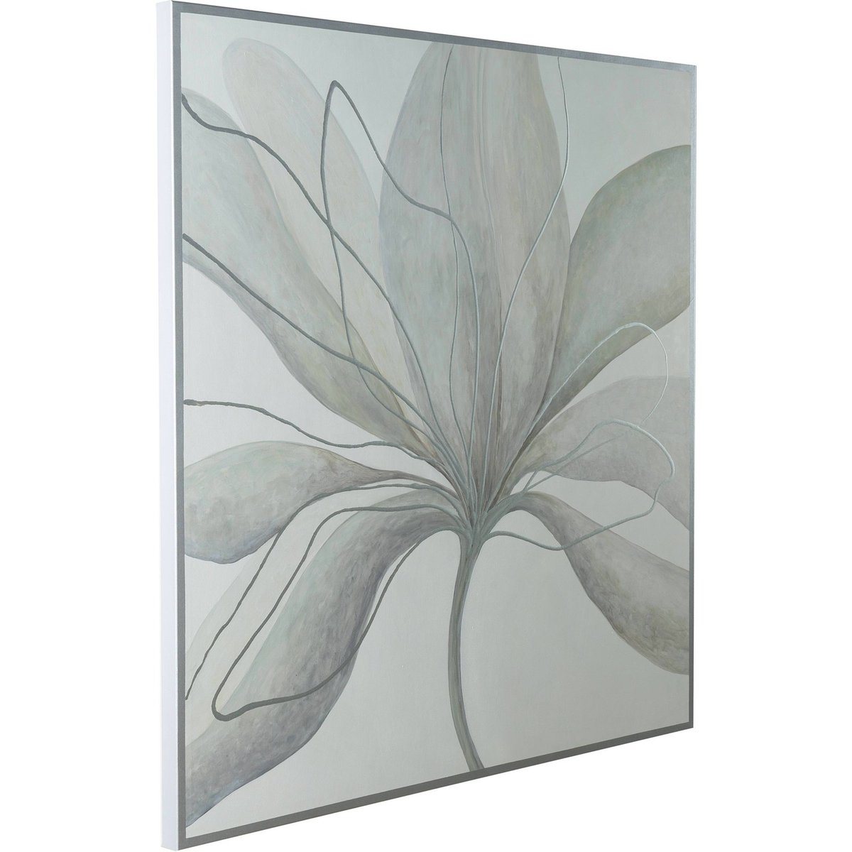 Toile murale fleur abstraite blanc et gris, RECOLLECTION
