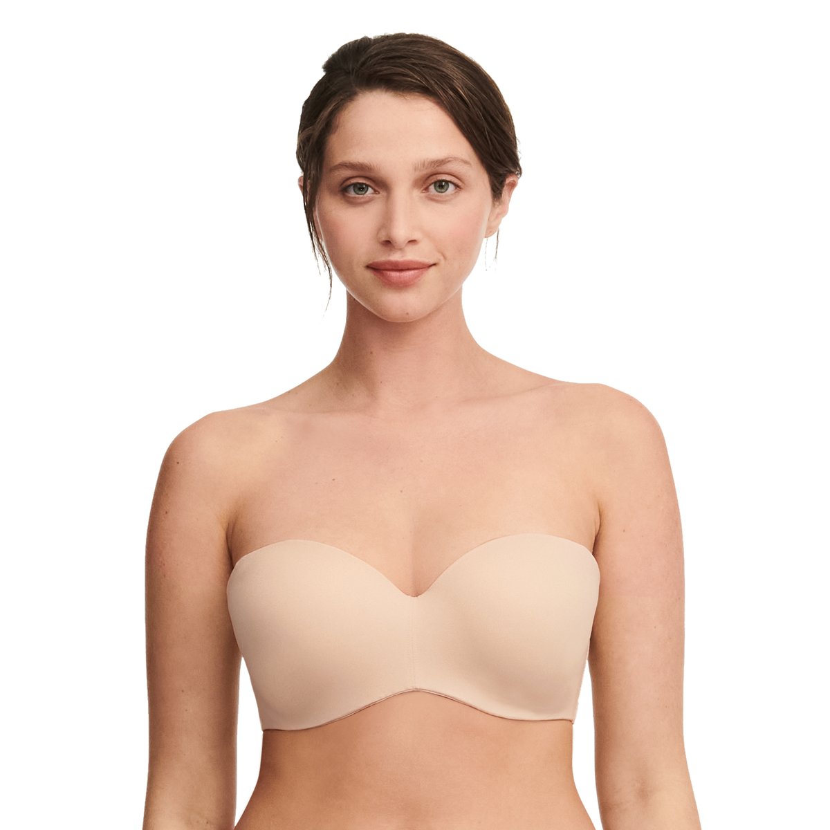 Soutien-gorge bandeau coques bretelles amovibles NORAH beige doré, CHANTELLE