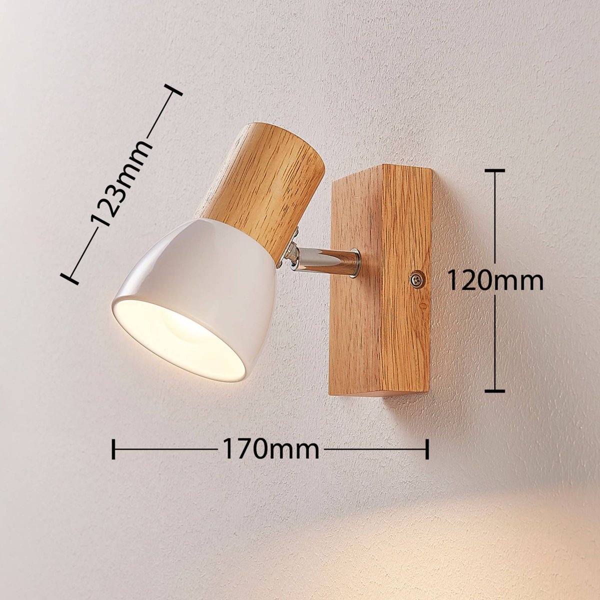 Applique en bois scandinave, Thorin bois clair, blanc, LINDBY