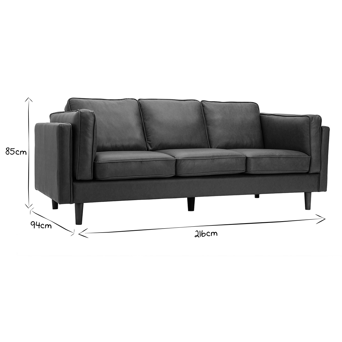 Canapé vintage 3 places cuir marron et bois foncé BRADLEY marron, MILIBOO