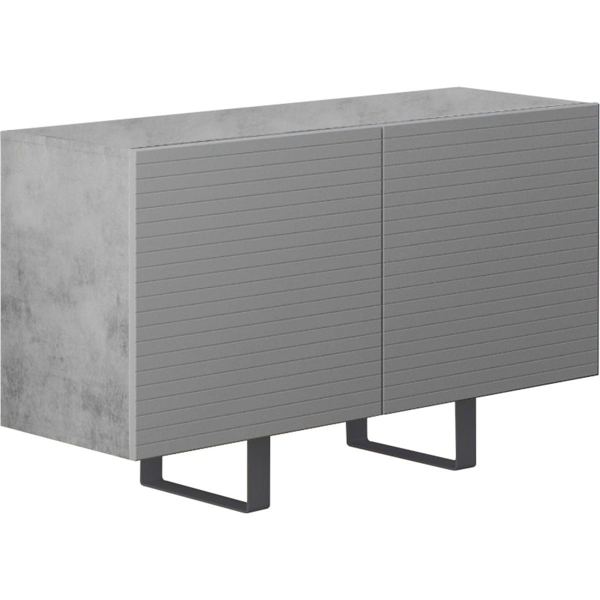 Commode 2 portes façades rainurées GONDIL gris, RECOLLECTION