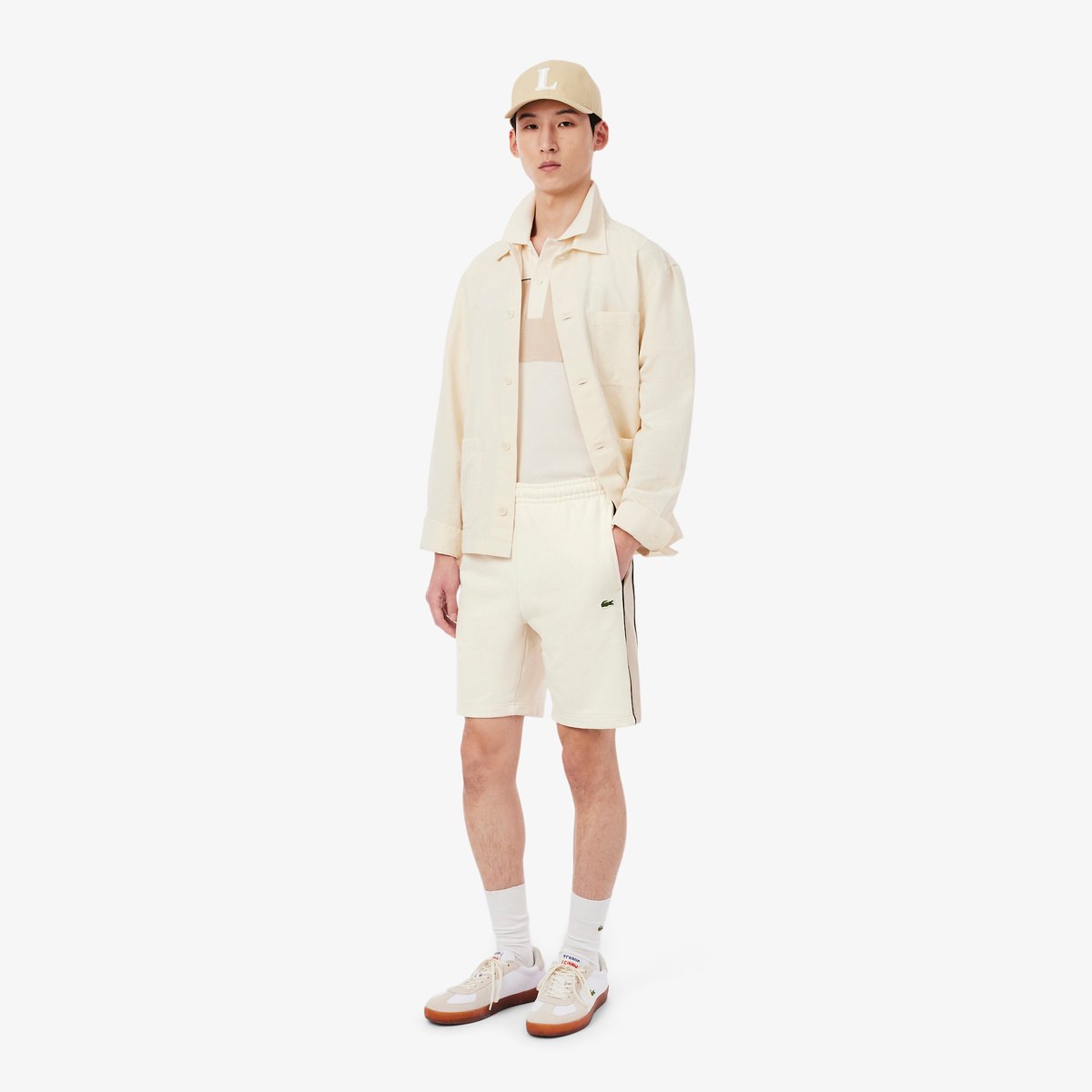 Short regular fit color-block molleton beige-3rr, LACOSTE