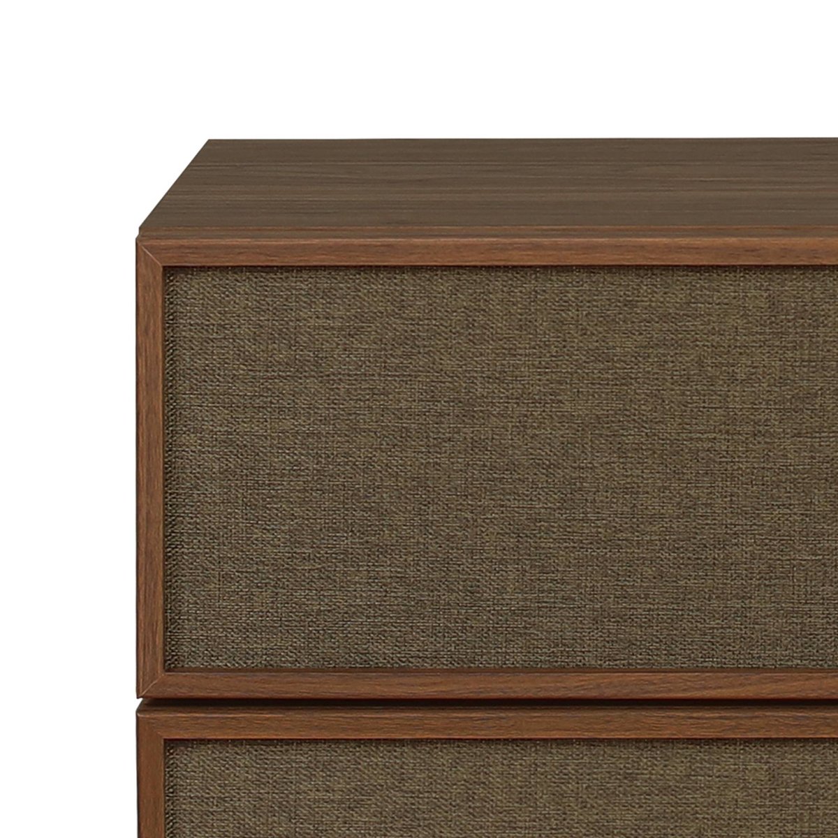 Table de chevet décor bois et tissu 2 tiroirs  KUBA noyer, SWEEEK