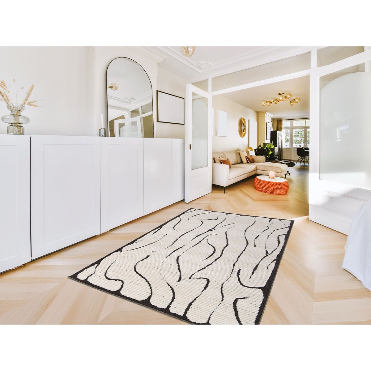 Tapis poils courts style contemporain, COSMARA beige, BOBOCHIC