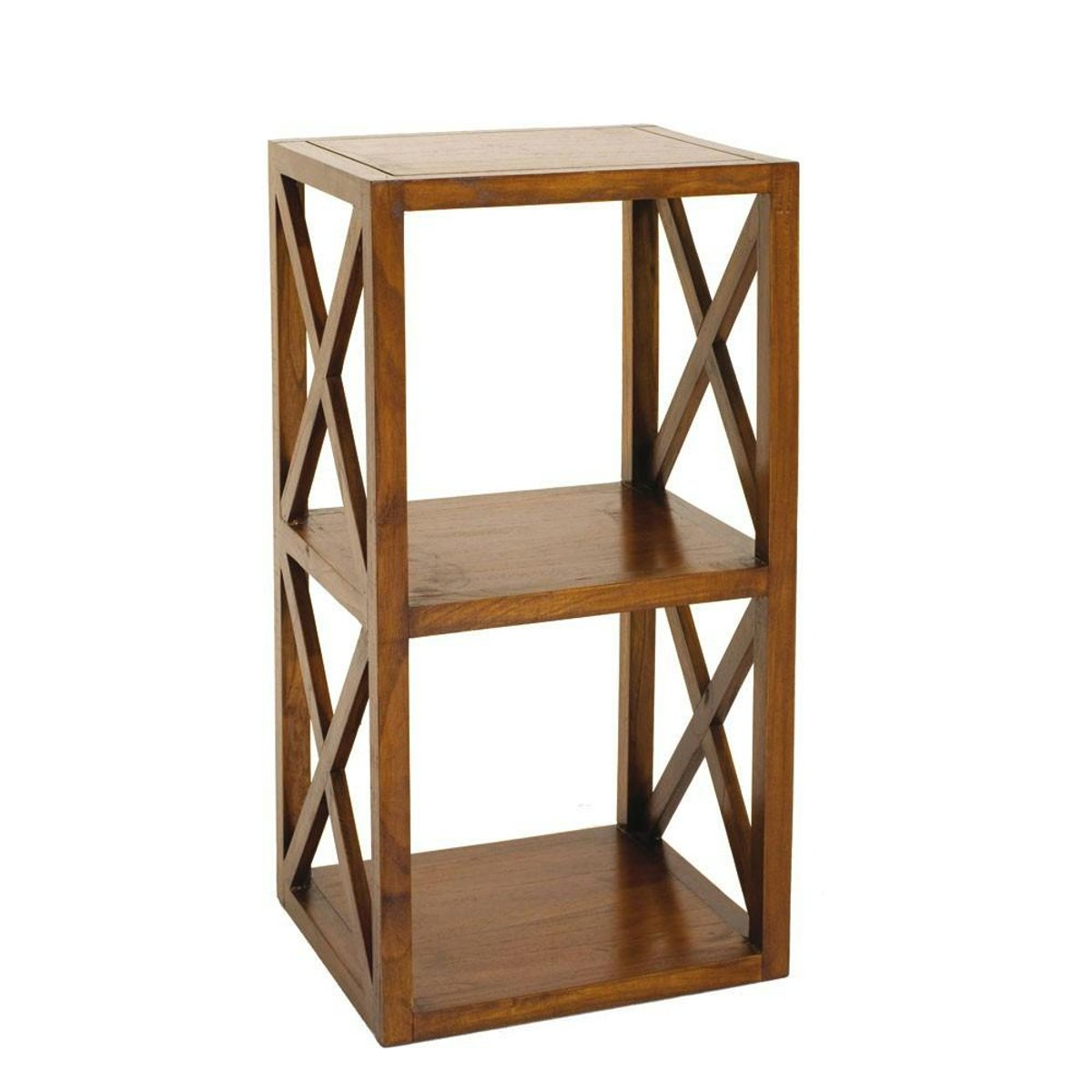Étagère - meuble d'appoint 2 niveaux 80cm bois verni style exotique LOLA bois naturel, PIER IMPORT