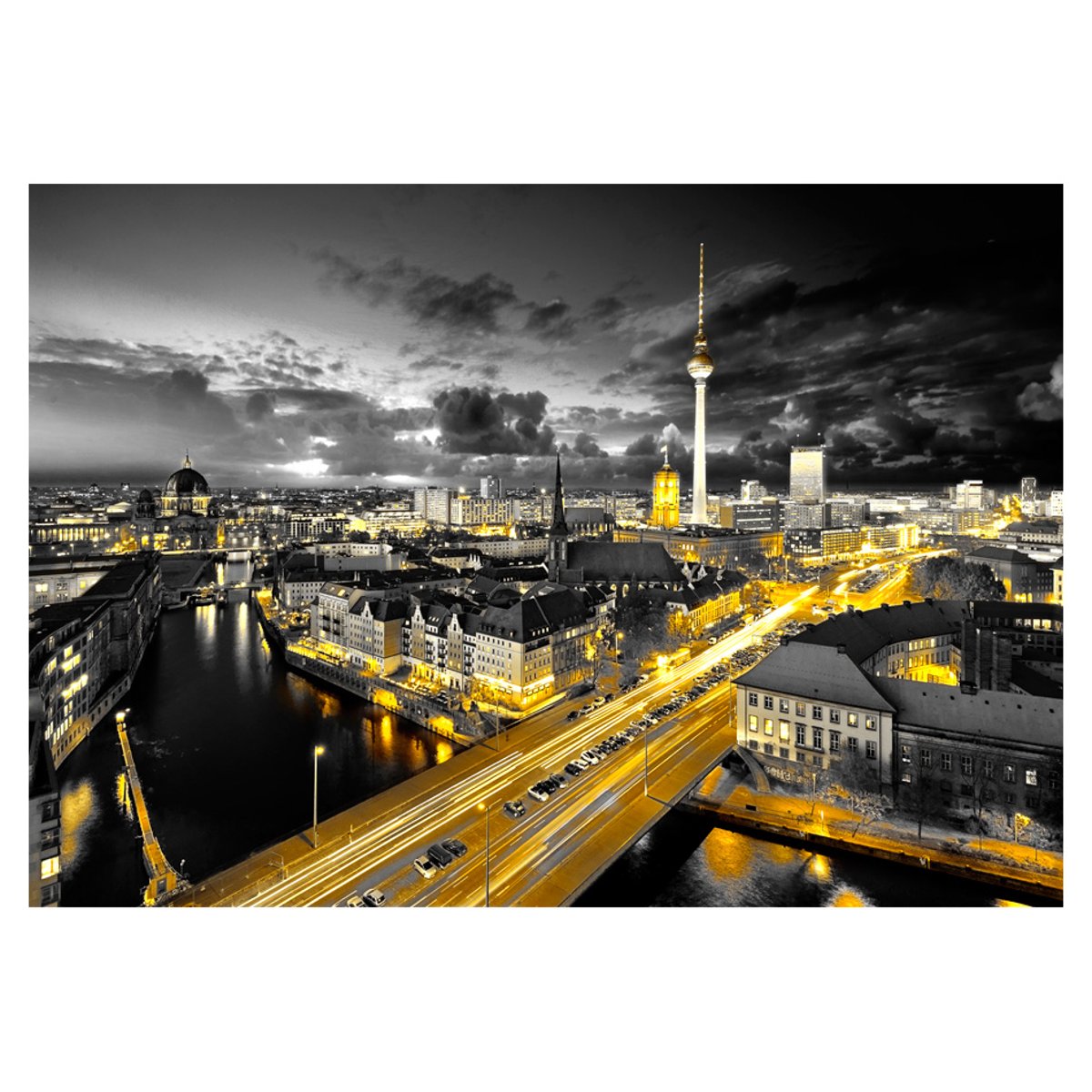 Papier peint intissé panoramique Ville et Architecture Berlin at night noir, EDEN