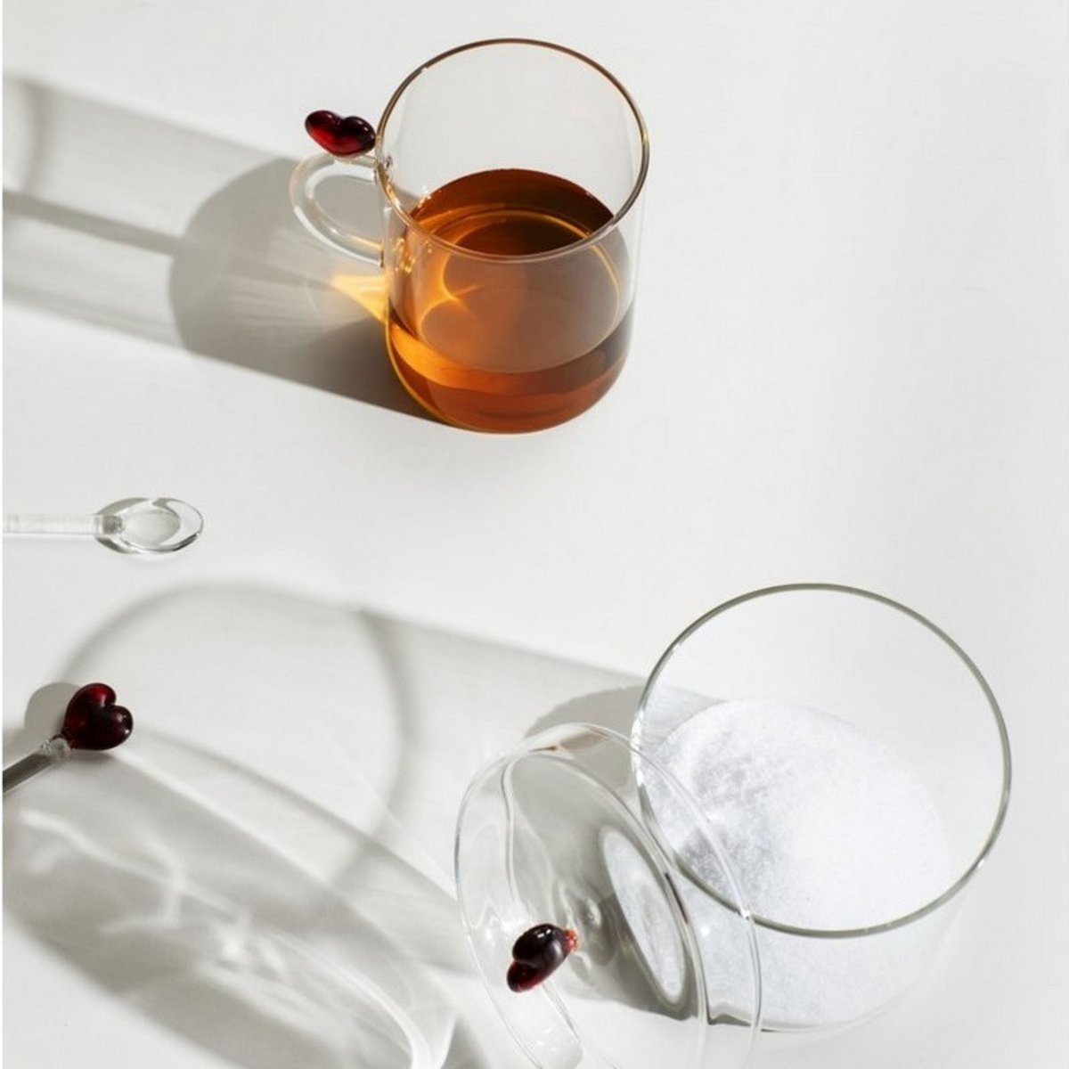 Mug verre cœur CUORE set de 2 rouge, ICHENDORF