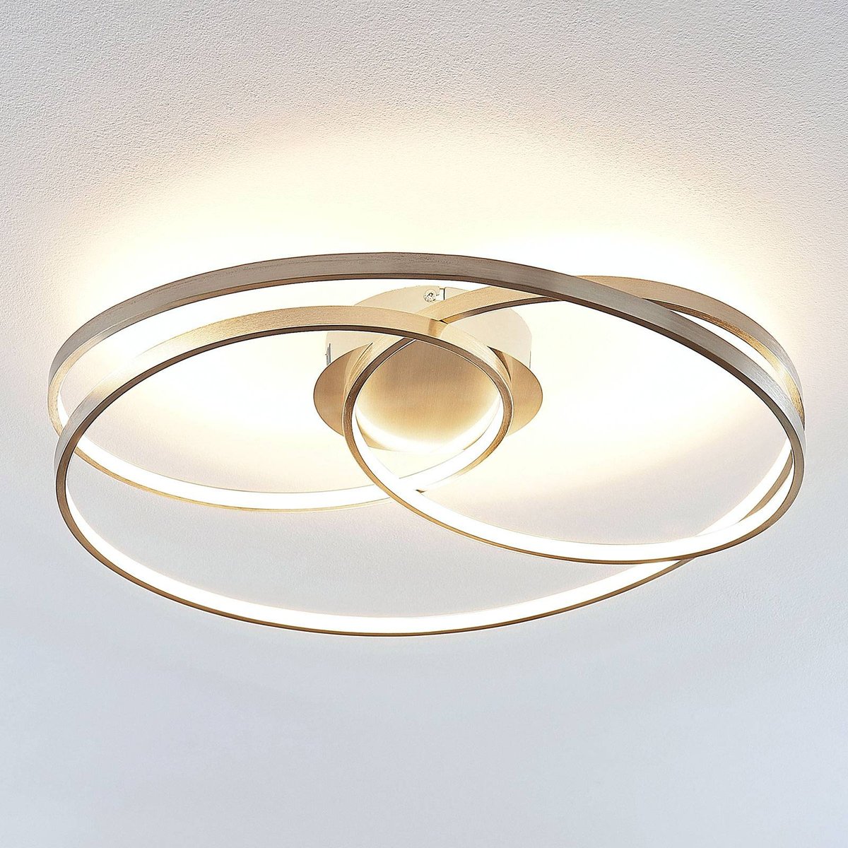 Plafonnier en métal moderneLED, Joline nickel satiné, LINDBY