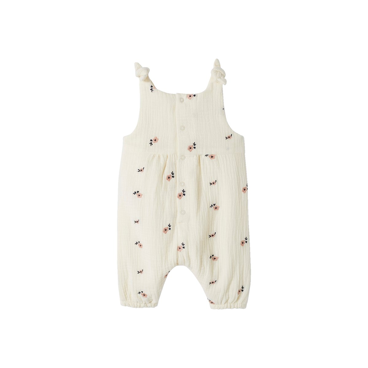 Combinaison bébé naissance brodée en gaze de coton écru, VERTBAUDET