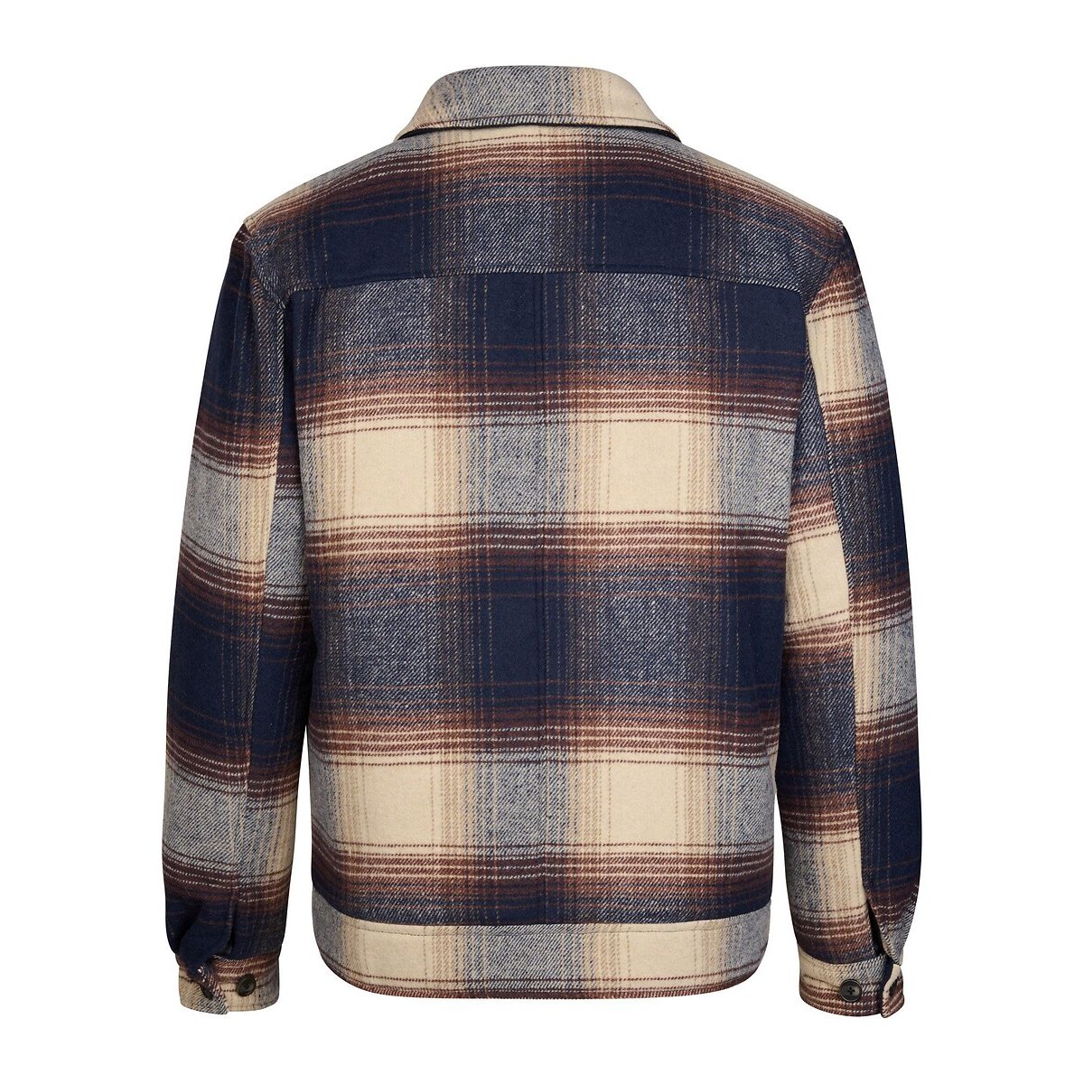 Checked Long Loose Fit Jacket navy checks, PETROL INDUSTRIES
