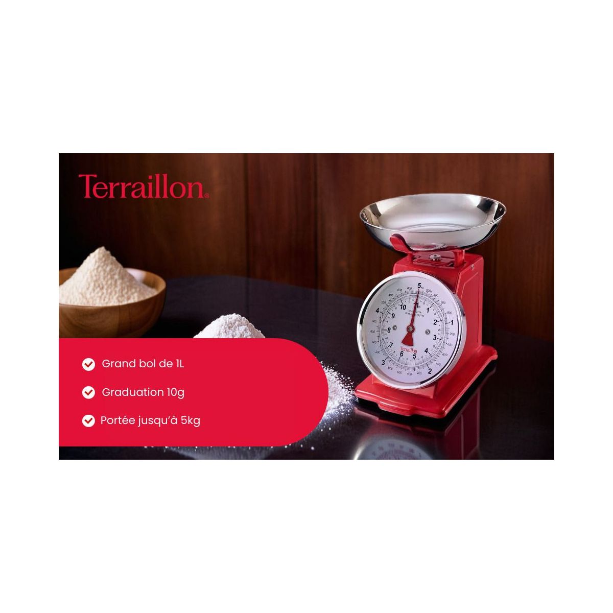 Balance de cuisine TRADITION 500 rouge rouge, TERRAILLON