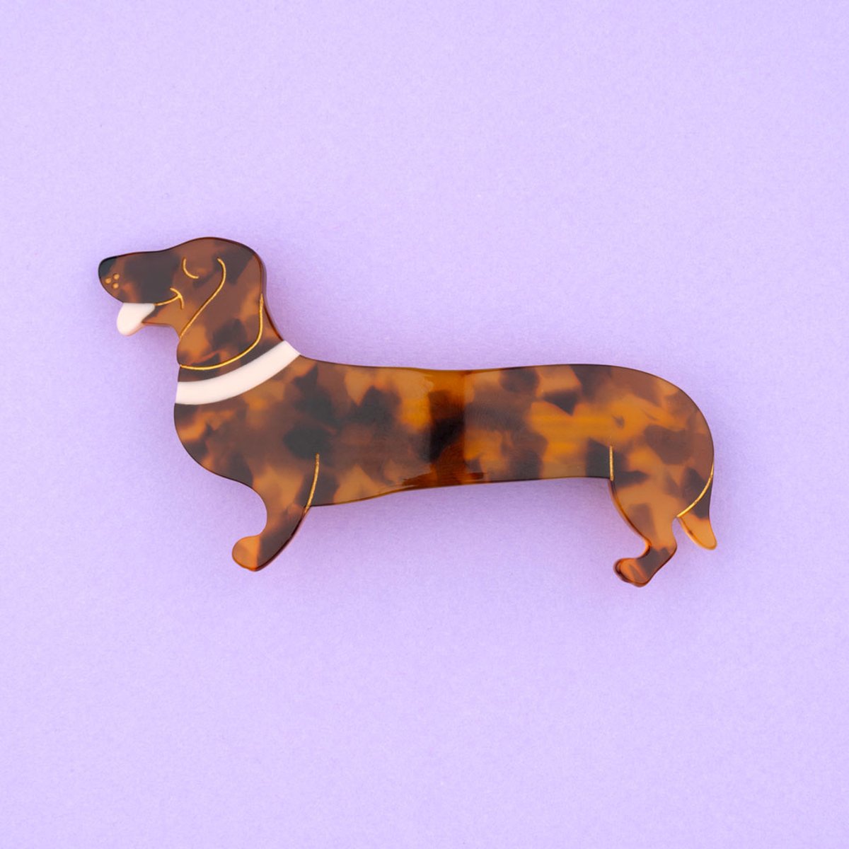 French barrette TECKEL marron, COUCOU SUZETTE