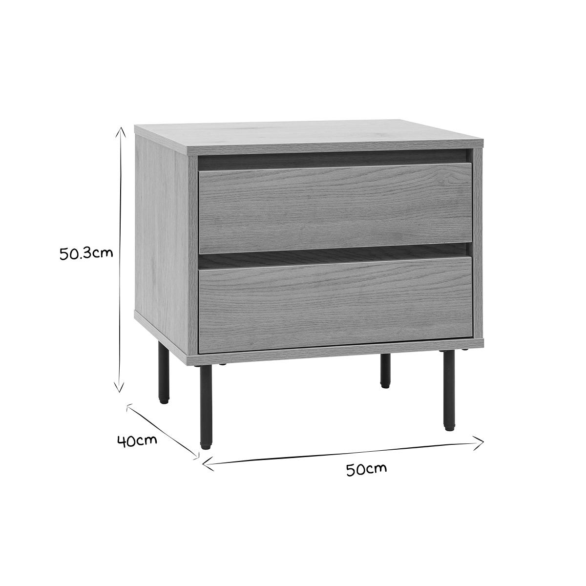 Table de chevet avec rangements 2 tiroirs finition bois clair chêne ARAGON chêne clair, MILIBOO