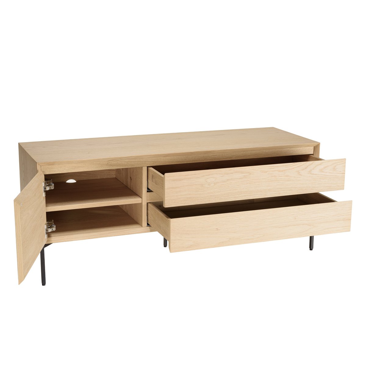 Meuble TV contemporain bois couleur naturelle 1 porte 2 tiroirs MAYENCE bois, PIER IMPORT