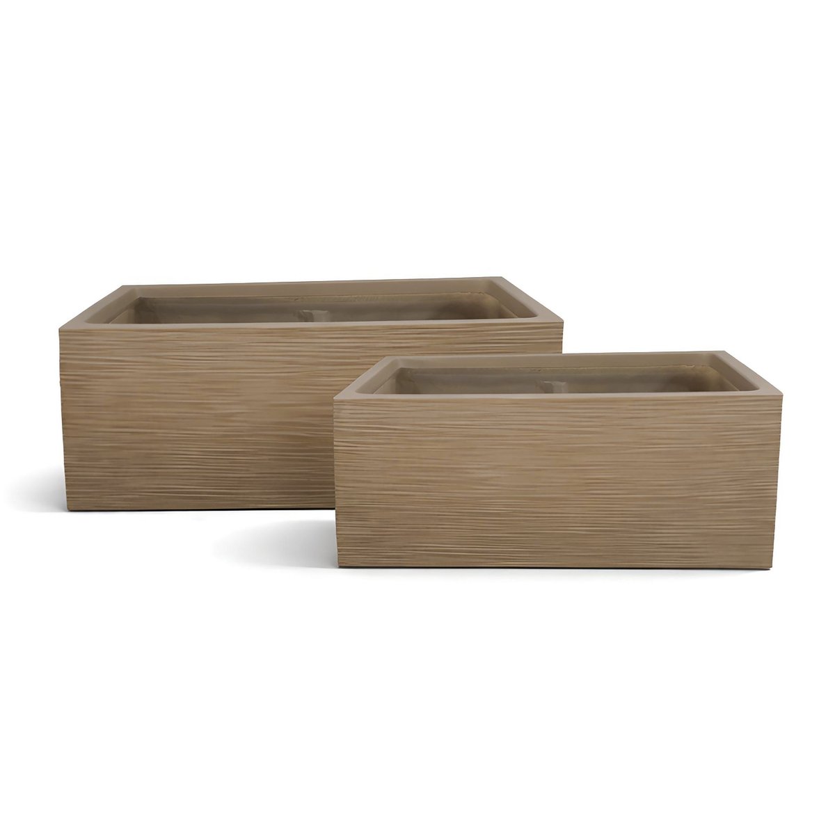 Lot de 2 pots rectangles en fibre d'argile, COMPORTA couleur terre cuite, NOW'S HOME